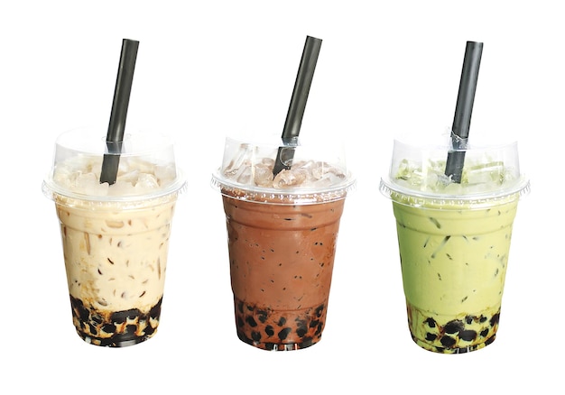 Taiwan bubble milk tea on white background