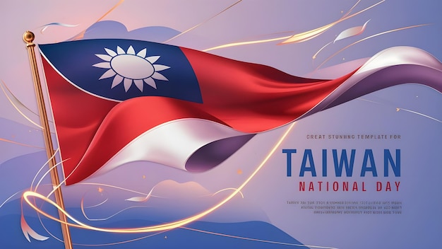 Photo taiwan national day poster design with flag background