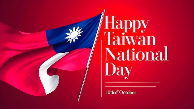 Taiwan national day poster template with flag background