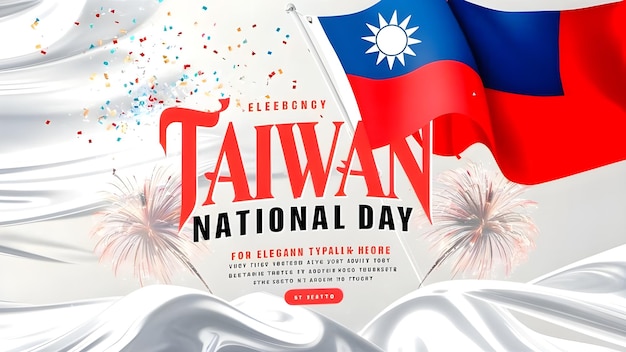 Taiwan national day poster template with flag background