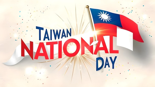 Taiwan national day poster template with flag background