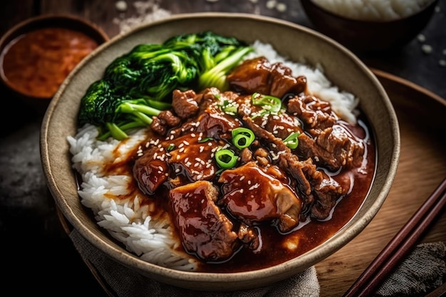 Taiwanese braised pork over steamed rice served up up and personal Famous Taiwanese street food that has stood the test of time