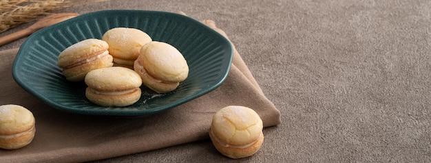 Taiwanese style traditional macaron dessert in a plate for afternoon tea