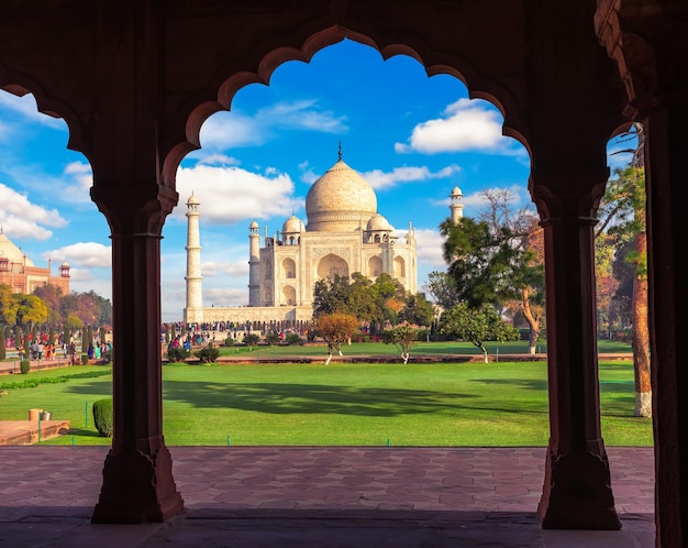 Taj Mahal through the Arch of the Great Gate India Agra