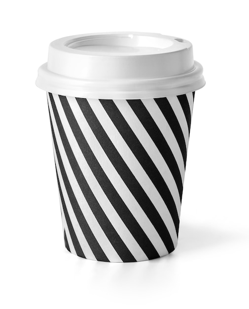 Takeaway cup of cofee with white cover isolated on white