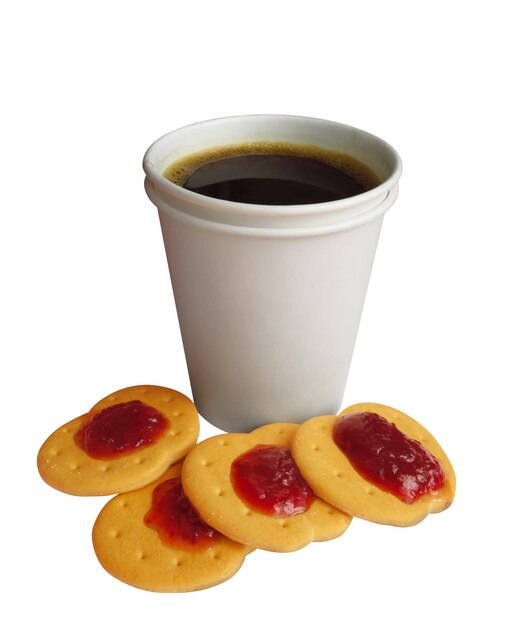 Takeaway paper coffee cup and cookies