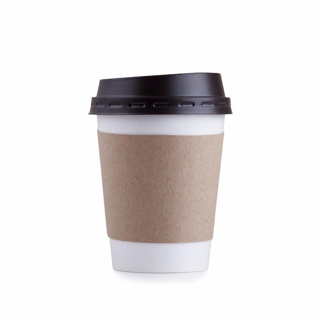 Takeout coffee with cup holder isolated on a white background