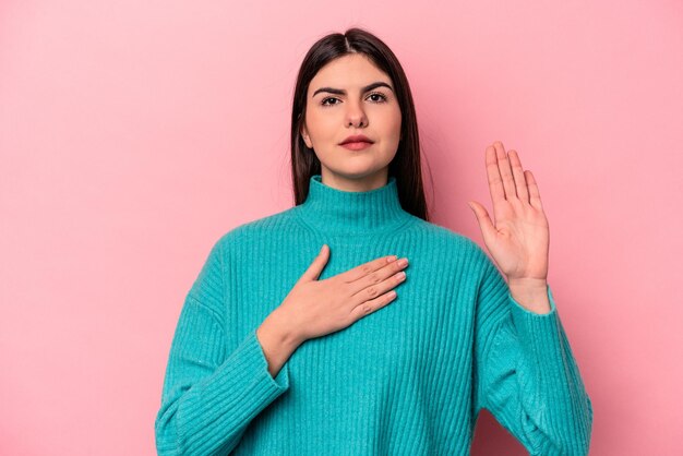 Taking an oath putting hand on chest