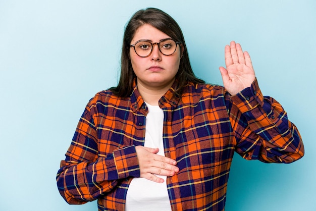 Taking an oath putting hand on chest