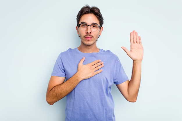 Taking an oath putting hand on chest