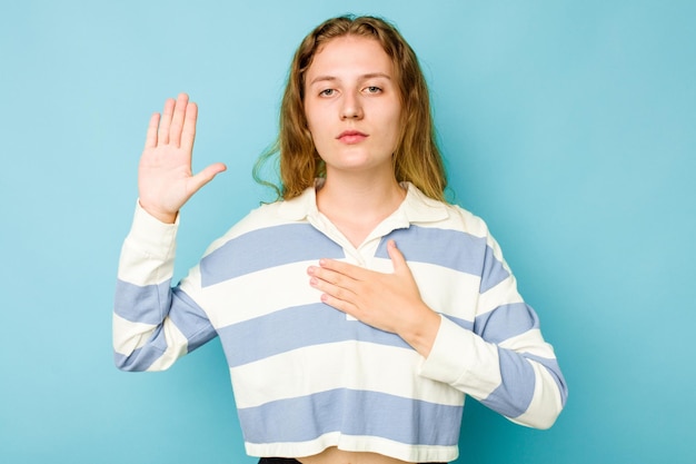 Taking an oath putting hand on chest