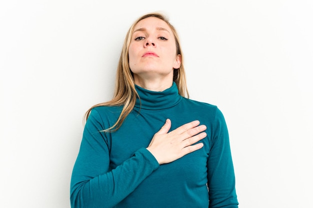 Taking an oath putting hand on chest