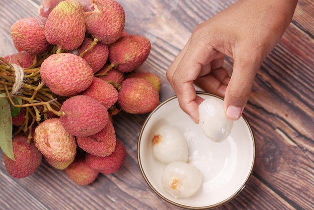 Taking skin off a Lychee top down