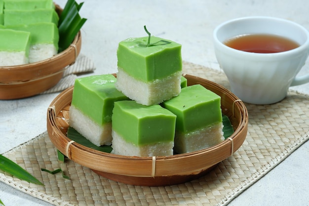 talam ketan pandan Kuih talam or Kuih Seri Muka traditional Malaysian Nyonya sweet cake