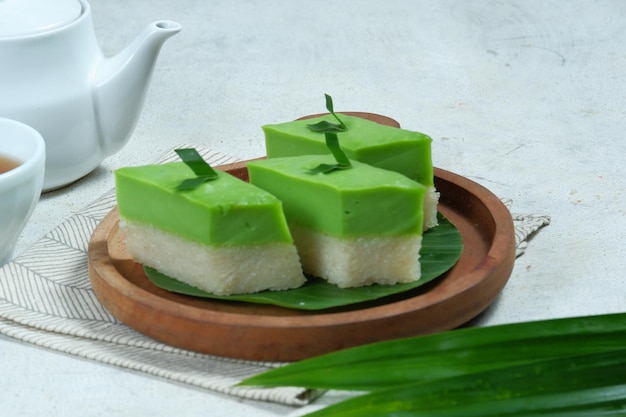 talam ketan pandan Kuih talam or Kuih Seri Muka traditional Malaysian Nyonya sweet cake