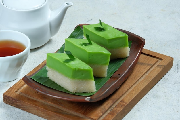 talam ketan pandan Kuih talam or Kuih Seri Muka traditional Malaysian Nyonya sweet cake