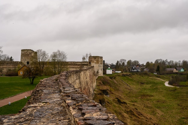 Talavskaya tower Izborsk Fortress. Izborsk Pskov Oblast. Historical places of Russia. The old ruined fortress.