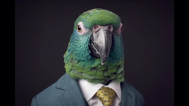 A talented parrot mimicking human speech AI generated