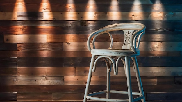 Photo tall bar stool on a wooden background