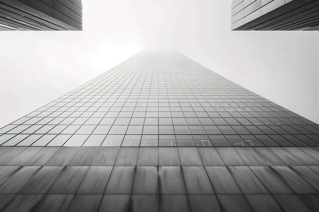 Photo a tall building with a gray and white facade