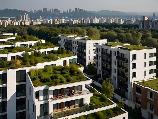 A tall building with a green roof and many windows