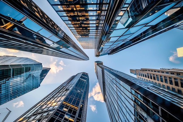 a tall building with many windows and clouds in the sky