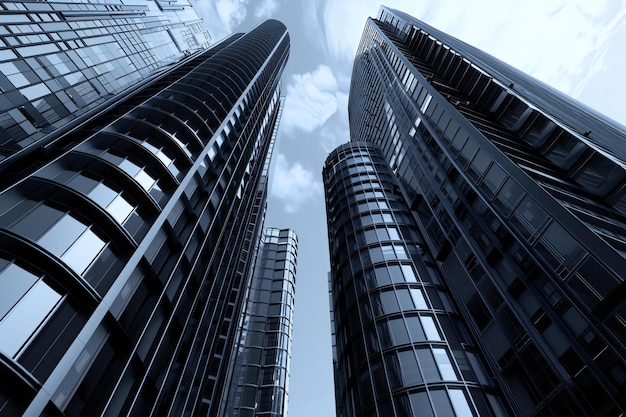 a tall building with many windows and a sky background