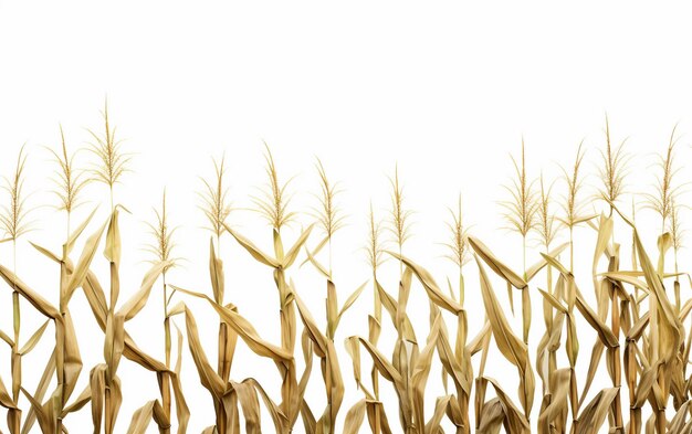 Photo tall cornstalks on white background