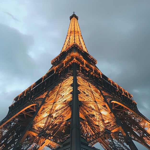 Photo a tall eiffel tower with the word eiffel on it