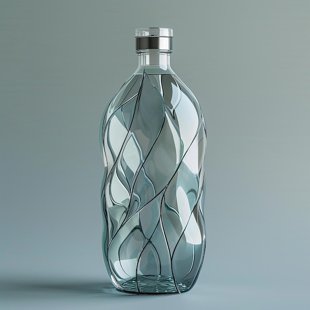 Photo tall elegant blue glass skincare bottle on a beautiful background