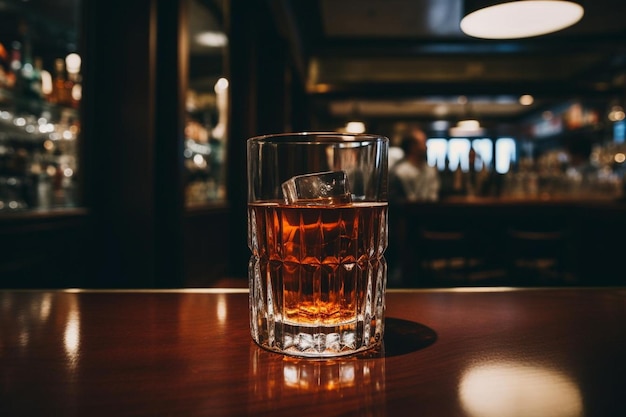 Tall glass filled with drink surrounded