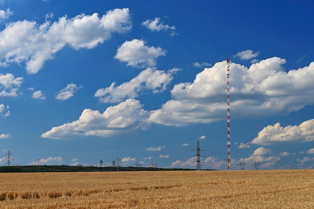 A tall mast in the countryside Meteorological Research Station Dukovany Czech Republic