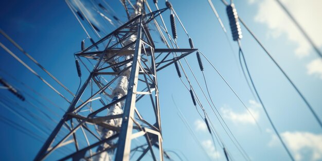 A tall metal tower against a clear blue sky ideal for industrial concepts