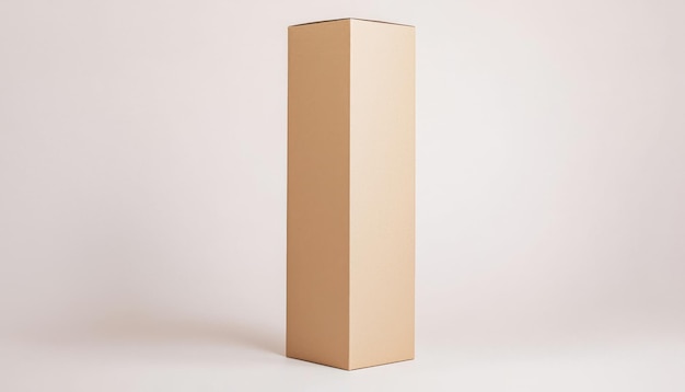 Photo a tall plain cardboard box stands upright against a light background typically used for packaging or shipping items