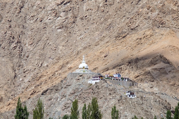 Tall Shanti Stupa in Leh Ladakh India