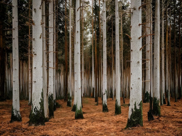 Tall tree with white trunk AI