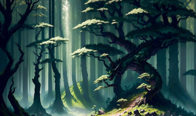 Tall trees lush greenery High Quality Generative AI Post Processed