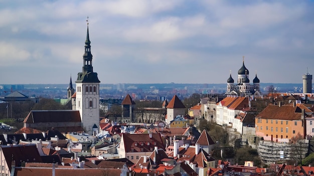 Tallinn skyline, Estonia. Aerial view of Tallinn. Tallinn old town, Estonia.