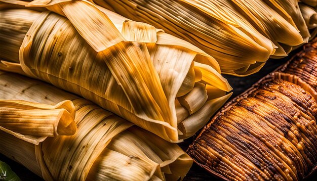 Tamales Stacked in a Traditional Mexican Market