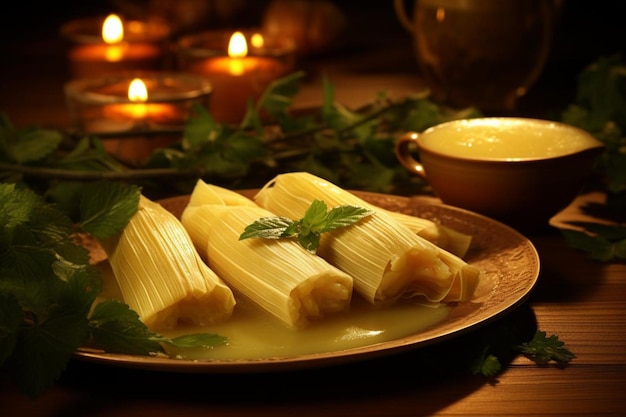 Photo tamales with a seafood and garlic filling served wi tamales photos 1314jpg