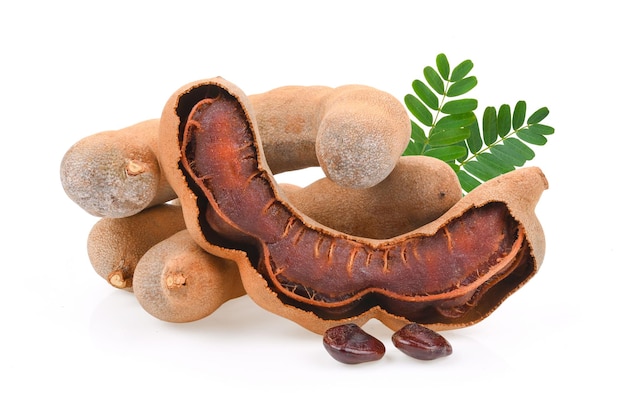 Tamarind with seeds isolated on white background