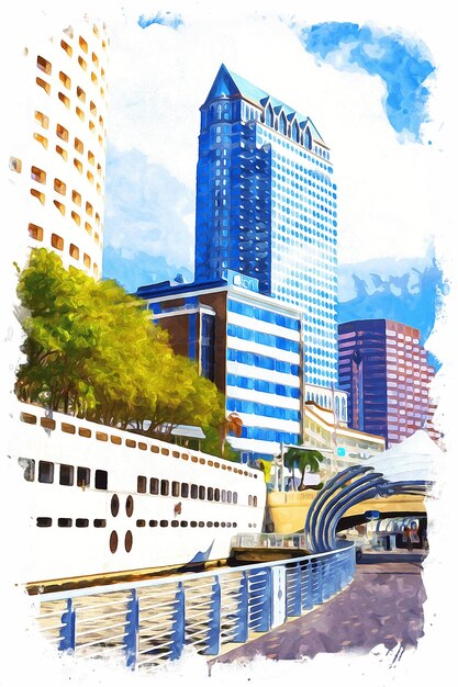 Tampa Watercolor Illustration