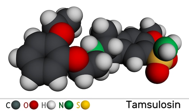 Photo tamsulosin drug molecule molecular model 3d rendering