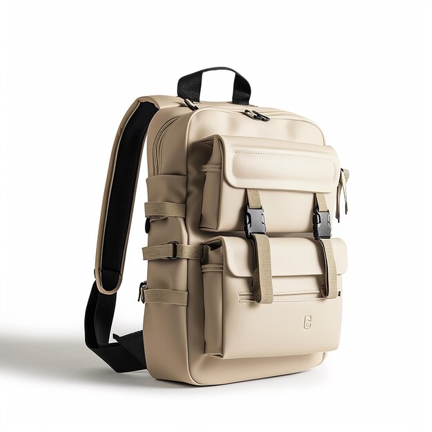 Photo a tan colored backpack with a strap that says quot khaki quot