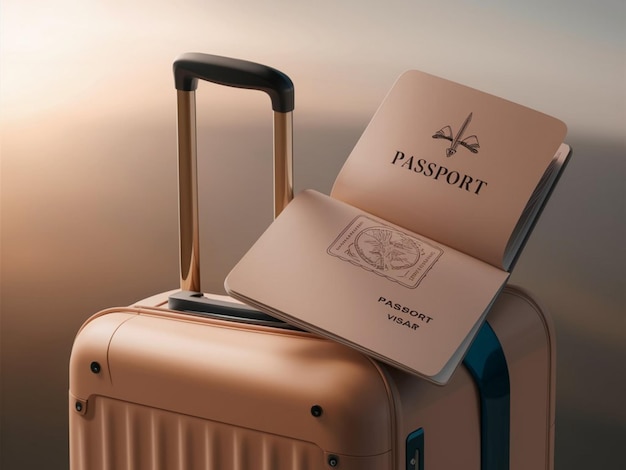 a tan suitcase with a tag that sayspassporton it