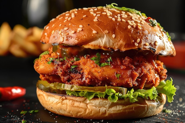 Tandoori Chicken Sandwich Burger with Traditional Spices