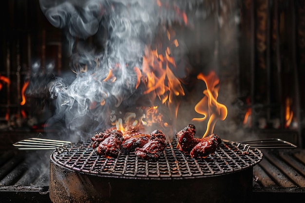 Tandoori chicken served as part of a barbecue feast