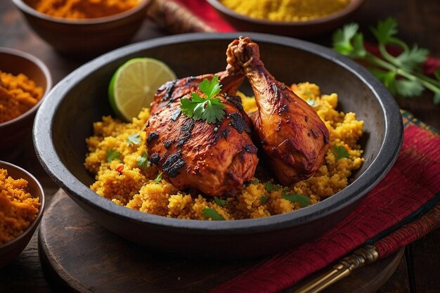 Tandoori chicken with a side of spiced couscous