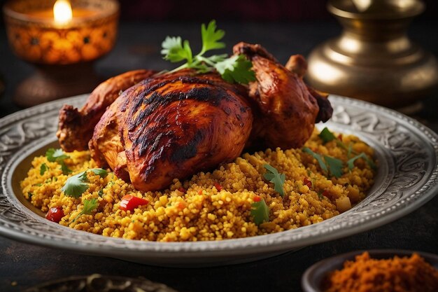 Tandoori chicken with a side of spiced couscous