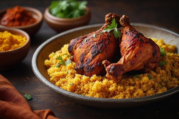 Tandoori chicken with a side of spiced couscous